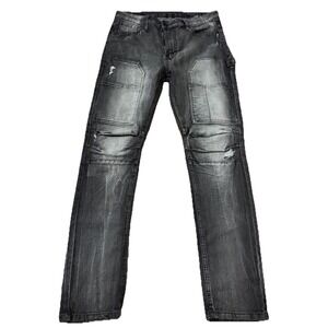 Southpole Mens 34x29.5 Black Carpenter Distressed Skinny Stretch Jeans Skater